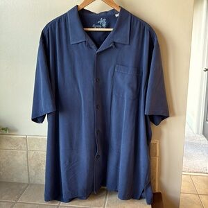 Tommy Bahama 100% Silk Short Sleeve Button Front Men's Shirts Size XXL Blue